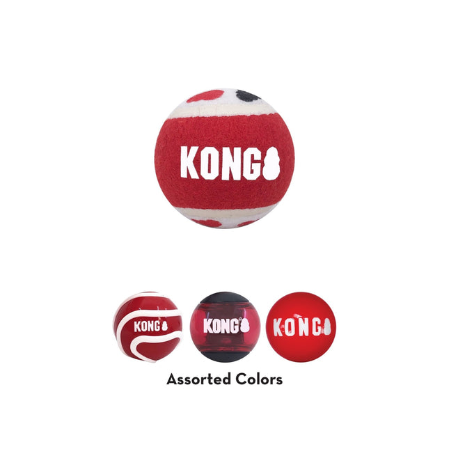 KONG Signature Fetch Dog Toy Balls, Multi-Pack