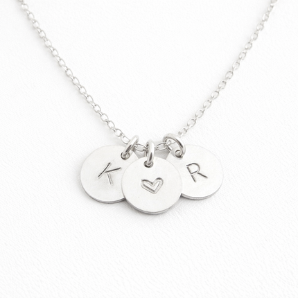 Two Initial Heart Disc Necklace – Personalized Sterling Silver Jewelry