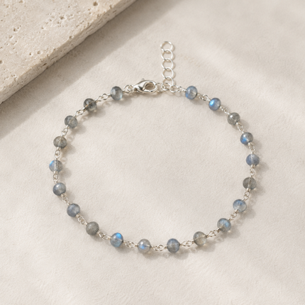 Labradorite Wire Wrapped Sterling Silver Bracelet