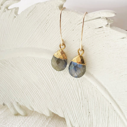 Blue Flash Labradorite Drop Earrings