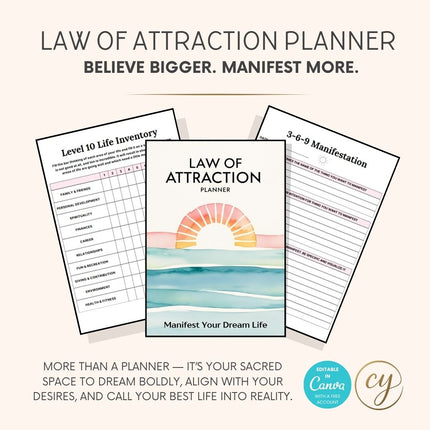 Law of Attraction Planner | 70 Pages | Printable & Editable