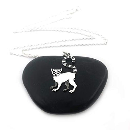 Lemur Charm Necklace - Sterling Silver Jewelry