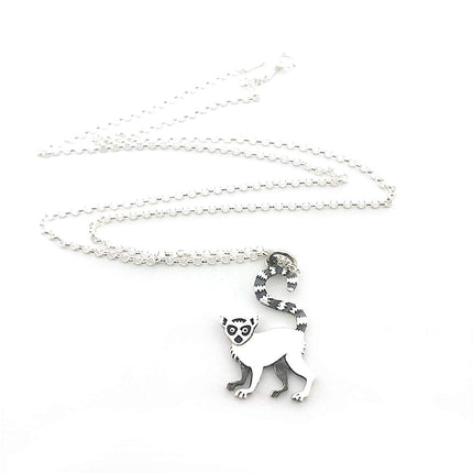 Lemur Charm Necklace - Sterling Silver Jewelry