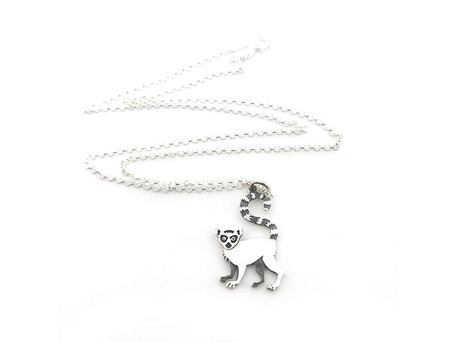 Lemur Charm Necklace - Sterling Silver Jewelry