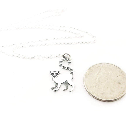 Lemur Charm Necklace - Sterling Silver Jewelry