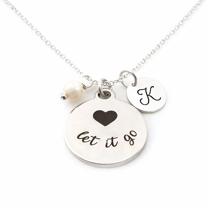 Let It Go Necklace – Sterling Silver with Birthstone & Initial Charm