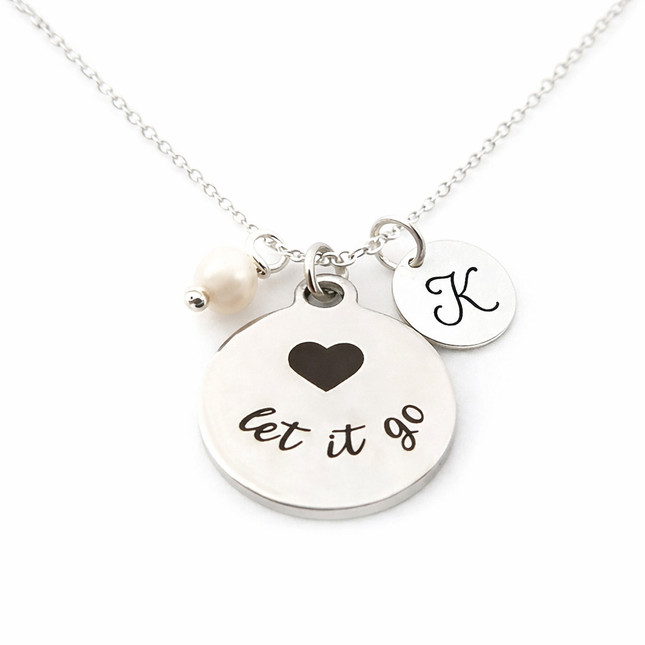 Let It Go Necklace – Sterling Silver with Birthstone & Initial Charm
