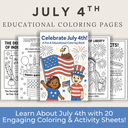 July 4th Educational Coloring & Activity Book for Kids