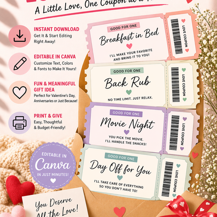 DIY Love Coupons – Editable Canva Template (Instant Digital Download)