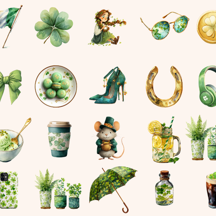 Fresh Luck – Modern St. Patrick’s Watercolor Clipart Bundle (98 Images)
