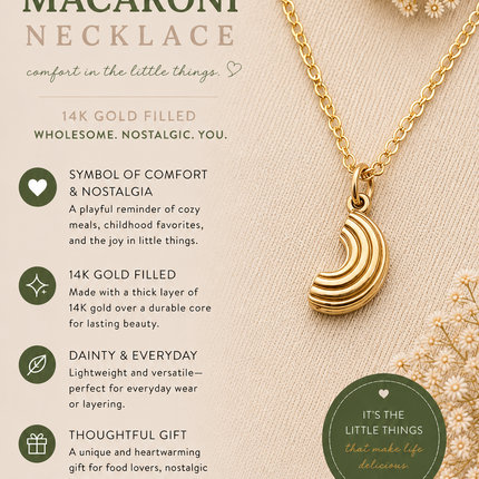 Macaroni Noodle Gold Filled Necklace