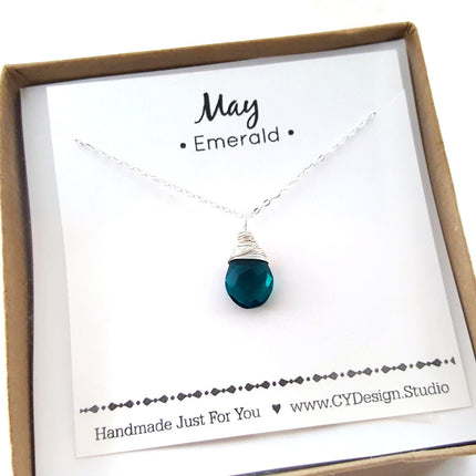 May Birthstone - Sterling Silver Necklace
