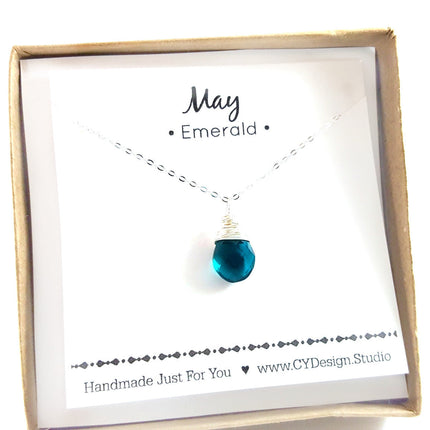 May Birthstone - Sterling Silver Necklace
