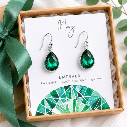 May Birthstone Earrings - Crystal Teardrop Earrings