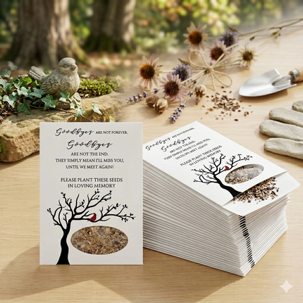 Memorial Seed Packets (25 Pack) – Wildflower or Sunflower Seeds – Funeral Favors