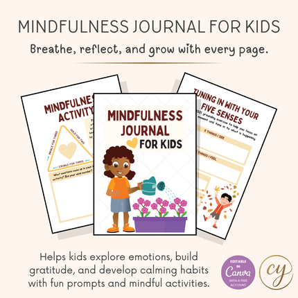 Mindfulness Journal for Kids – Canva Template with 14 Printable Pages