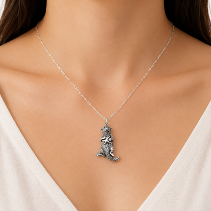 Sterling Silver Sea Otter Necklace | 18" Chain