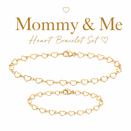 Mommy & Me Heart Bracelet Set – 14k Gold Filled