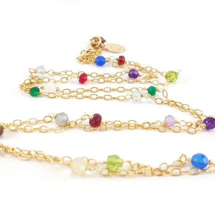 Multi Gemstone Necklace - 14k Gold Fill Wire Wrapped Necklace