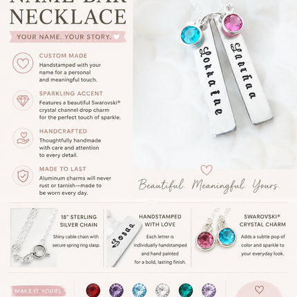 Mommy Necklace - Personalized Name Bar - Sterling Silver Necklace