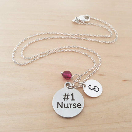 #1 Nurse Charm Personalized Sterling Silver Necklace