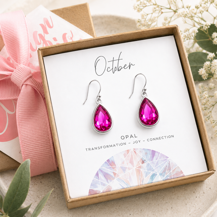 October Birthstone Earrings - Crystal Teardrop Earrings