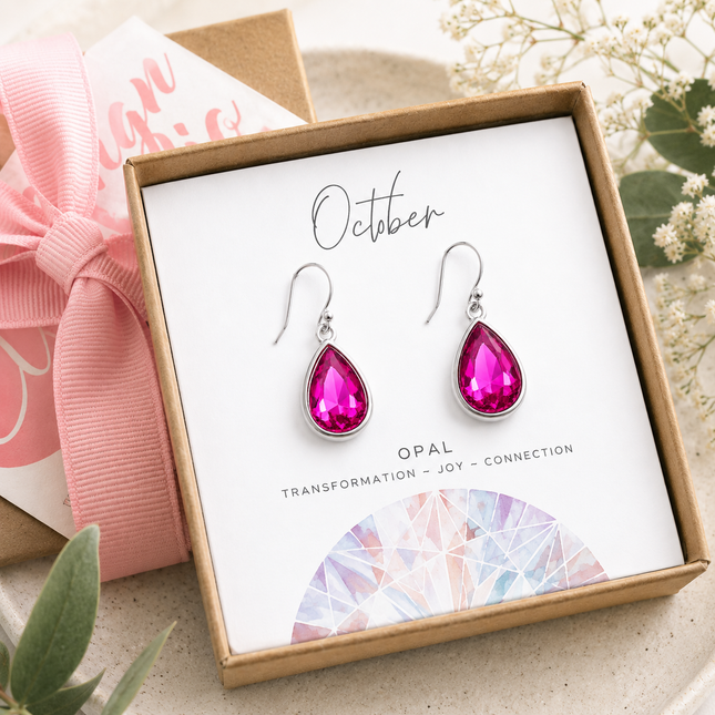 October Birthstone Earrings - Crystal Teardrop Earrings