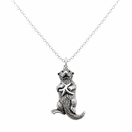 Sterling Silver Sea Otter Necklace | 18" Chain