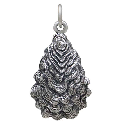 Oyster Shell Charm Necklace - Beach Jewelry - Sterling Silver Necklace