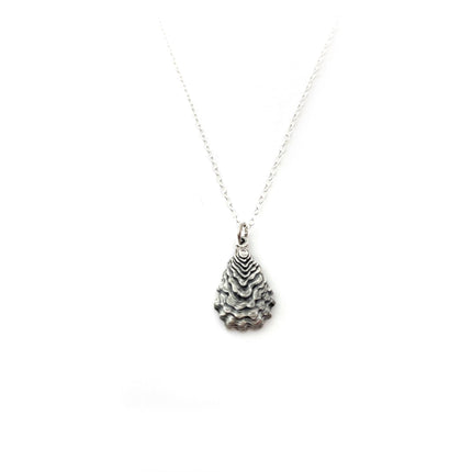 Oyster Shell Charm Necklace - Beach Jewelry - Sterling Silver Necklace