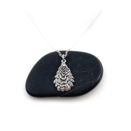 Oyster Shell Charm Necklace - Beach Jewelry - Sterling Silver Necklace