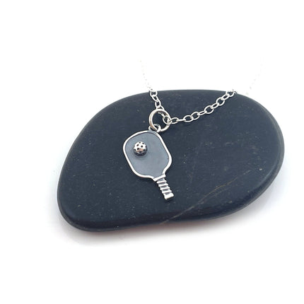 Pickleball Paddle Charm - Sports Pendant - Sterling Silver Necklace - Handmade Jewelry