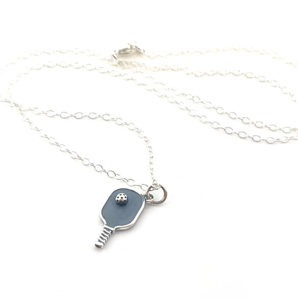 Pickleball Paddle Charm - Sports Pendant - Sterling Silver Necklace - Handmade Jewelry