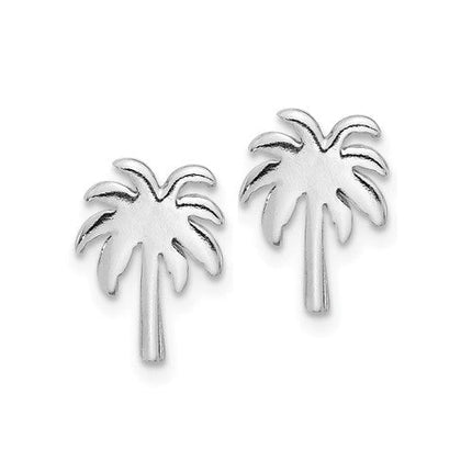 Palm Tree Stud Earrings – Sterling Silver, 9mm