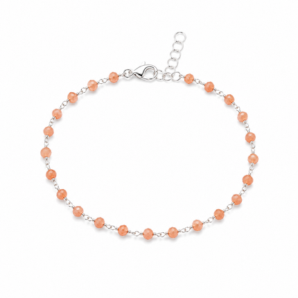 Peach Agate Wire Wrapped Sterling Silver Bracelet
