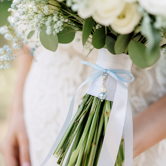 Something Blue Bridal Charm – Freshwater Pearl & Swarovski Clip-On