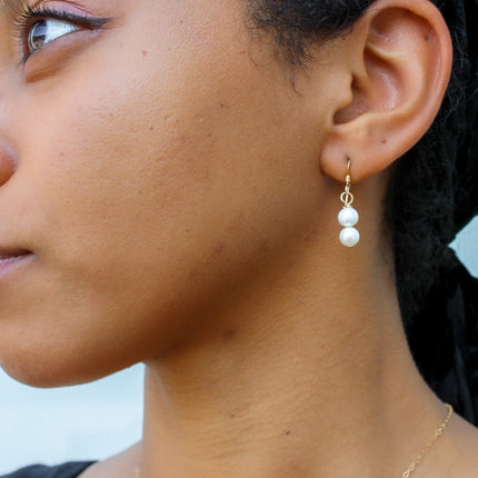 Double Pearl Drop Earrings