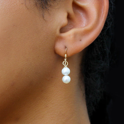 Double Pearl Drop Earrings
