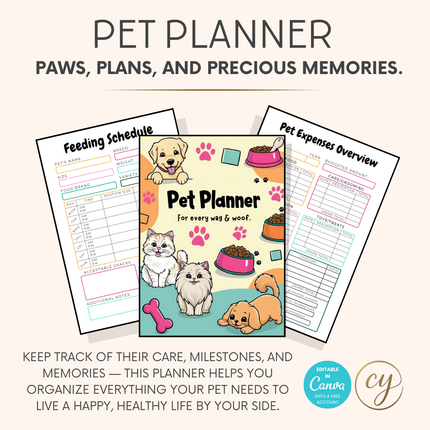 Pet Planner Printable - 38 Page Editable Canva Template