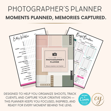 Photography Business Planner | 50+ Page Canva Template