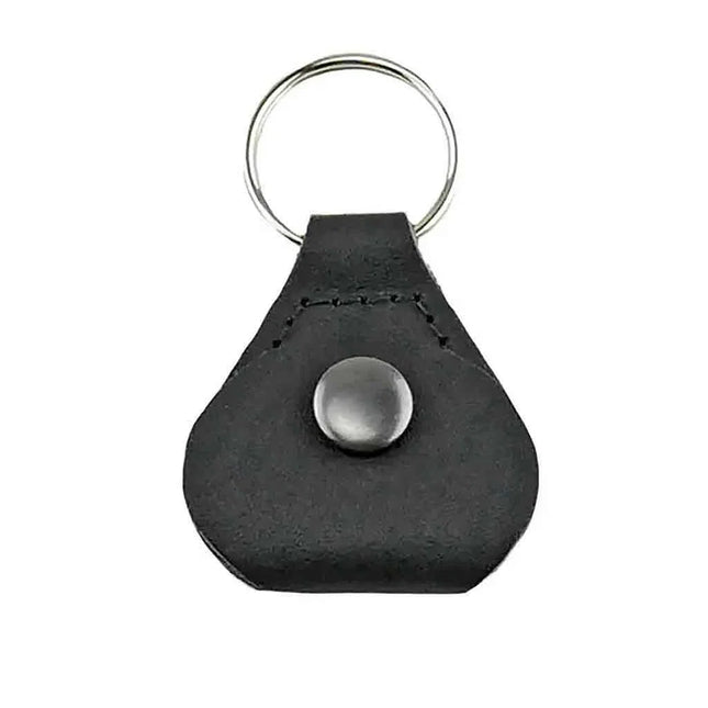 Leather Guitar Pick Holder Keychain – Snap Case for Picks – Black, Brown, Tan or White – Gift for Guitar Player