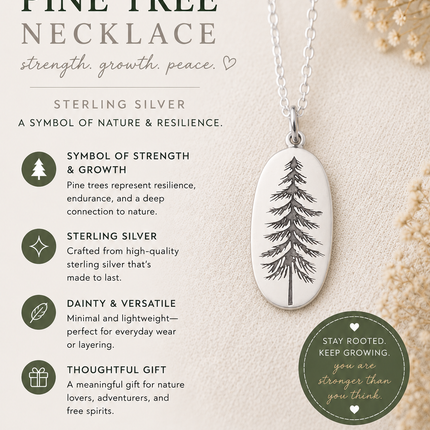 Sterling Silver Pine Tree Necklace – Minimalist Nature Charm