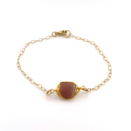 Raw Pink Tourmaline Bracelet