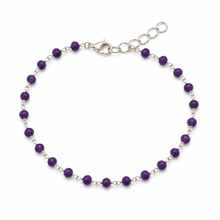 Purple Agate Sterling Silver Wire Wrapped Bracelet
