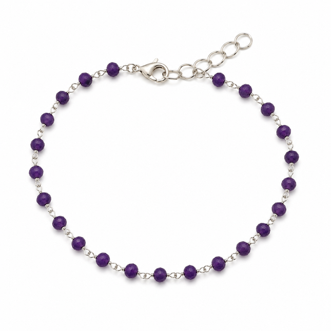 Purple Agate Sterling Silver Wire Wrapped Bracelet