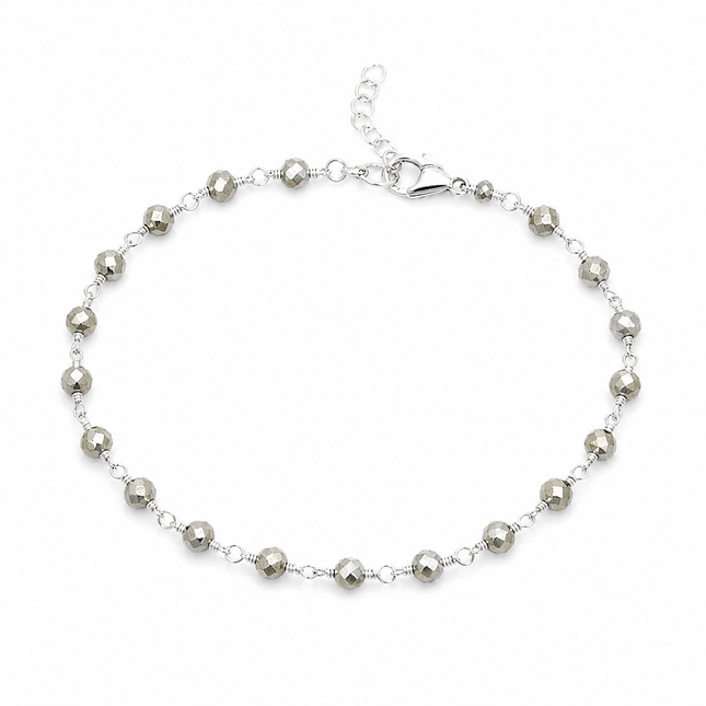 Silver Pyrite Wire Wrapped Bracelet