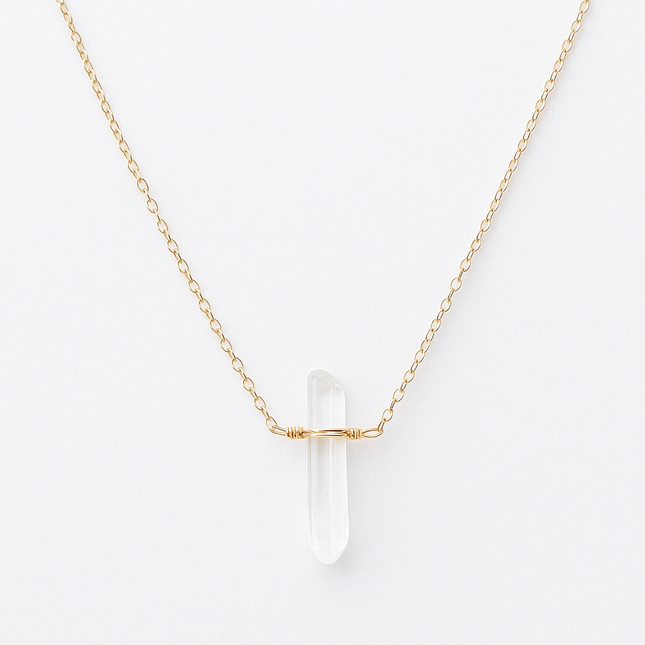 Single Quartz Crystal Necklace – Gold Filled, Wire Wrapped, Choose Your Length, Made to Order