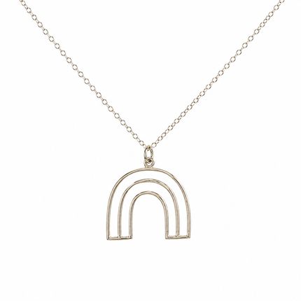 Openwork Rainbow Arch Necklace – Sterling Silver Wire Pendant on 18" Chain
