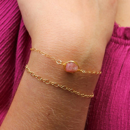 Raw Pink Tourmaline Bracelet