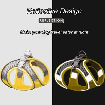 Reflective Dogs Harness with Leash Adjustable Harness Vest Breathable Collars